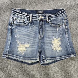 Judy Blue Shorts Womens Medium 29 Blue Distressed Denim Mid Rise Stretch